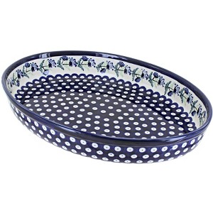 Blue Rose Polish Pottery 351 Zaklady Large Oval Baker - 1 of 1
