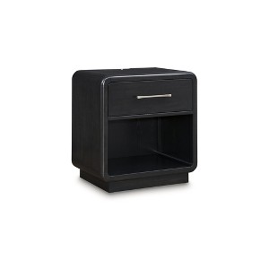 Signature Design by Ashley Rowanbeck Nightstand with LED Nightlight, Black - 1 of 4