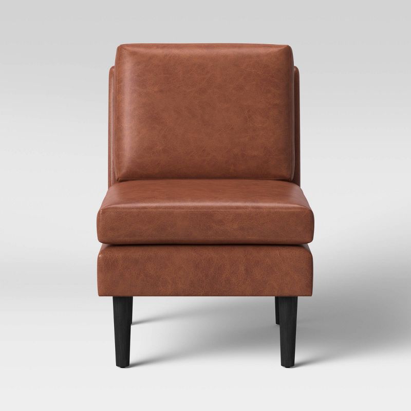 Gelbin Faux Leather Slipper Chair with Wood Legs - Threshold™, 4 of 13