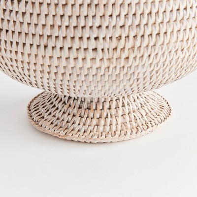 White Scalloped Handmade Rattan Footed Planter