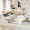 Polibi Full Size Daybed with Upholstered Storage Headboard, LED Lighting and Charging Station - 3 of 4
