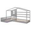 Twin Size Wood House Bed with Fence and Slatted Frame - 3 of 4