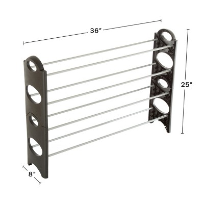 Hastings Home 4-Tier Black and Silver Stackable Metal Shoe Rack