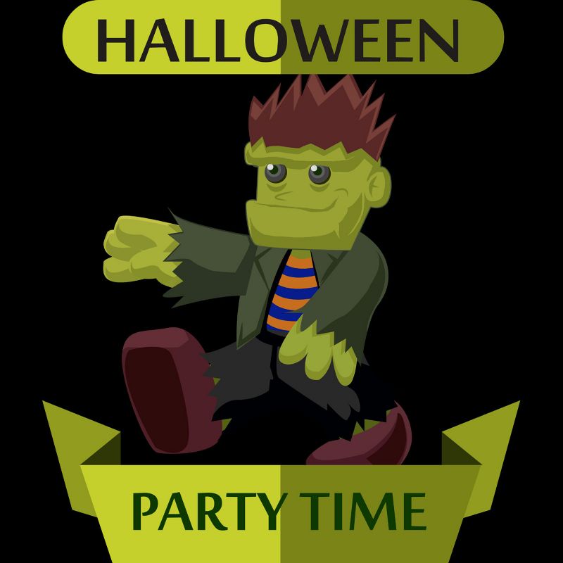 Junior's Design By Humans Happy Halloween gift for kid cute Frankenstein By thientd87 T-Shirt, 2 of 4