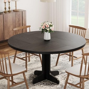 Round Dining Table for 4, 47 Inches Dining Room Table with Wooden Base,for Dining Room, Kitchen, Living Room (Table Only) - 1 of 4