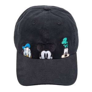 Disney Adult Embroidered Mickey Mouse Peek-A-Boo Cotton Adjustable Dad Hat - 1 of 4