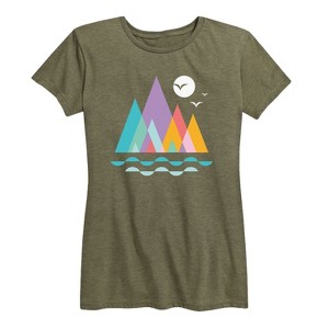 Women's - Instant Message - Colorful Geometric Mountains Short Sleeve Graphic T-Shirt - 1 of 4