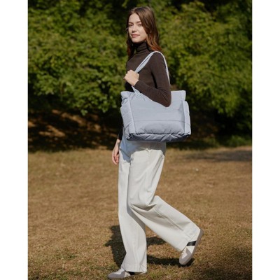 FATMOON Tote Bag for Women, Lightweight Puffy Tote Bag with Compartments Quilted Shoulder Bag Handbag for Travel, Work, Gym