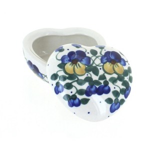 Blue Rose Polish Pottery 21A WR Unikat Heart Box - 1 of 1