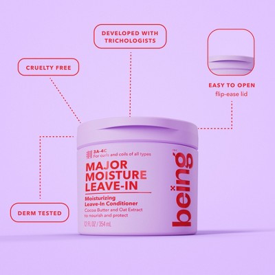 being Major Moisture Leave-In Conditioner - 12oz: For Dry Hair, Deep Hydration, Cream Formula