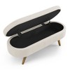 NicBex Oval Upholstered Linen Storage Bench Beige - 2 of 3