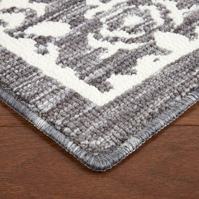 Walker Gray Tufted Medallion Washable Rectangular Rug