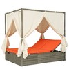 YOOCOZZ Outdoor Adjustable Gear Sun Bed with Polyester Cushion and Curtain, 3 Optional Colors - 2 of 4