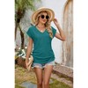 Clearlove Womens Eyelet Embroidery Summer Tops Cap Sleeve Side Ruched Casual Tops V Neck Blouse Short Sleeve Tunic Tops. - 3 of 4