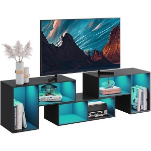 GALAXHERO Modern Deformable Television Stand with LED Strips, Entertainment Center, Media TV Console for Living Room and Bed Room, Black - 1 of 4