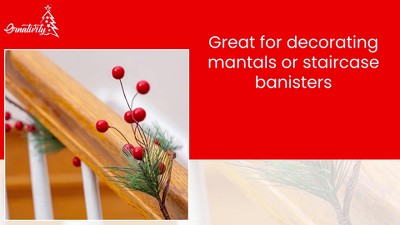 Festive Pine Needle and Berry Outdoor Garland - 6 ft