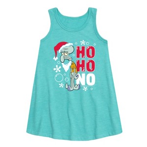 Girls' - SpongeBob SquarePants - Ho Ho No Graphic Sleeveless Aline Dress - 1 of 4