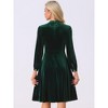 Allegra K Women's Velvet Mock Neck Button Front Ruffle Vintage Flared Dresses - 3 of 4