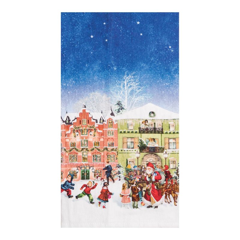 C&F Home Vintage Houses With Santa Printed Flour Sack Cloth Thanksgiving Kitchen Towel, 2 of 5