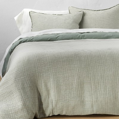 Textured Chambray Cotton Duvet Cover & Sham Set - Casaluna™
