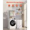 VEVOR Over Washer and Dryer Storage Shelves, 5 Tiers Laundry Room Drying Rack with Hanger Rod and Hooks, Two Rows Adjustable Washer Shelves, White - 4 of 4