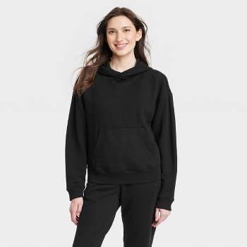 Women's Faux Fur Quarter Zip Sweatshirt - A New Day™ Black XS