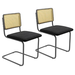 Costway Dining Chairs Set Rattan Upholstered Dining Chairs with Cane Back&Metal Base - 1 of 4