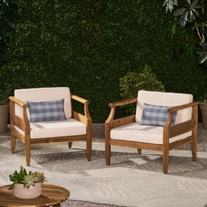 Christopher Knight Home Bianca Outdoor Acacia Wood Club Chairs with Cushions - 1 of 4