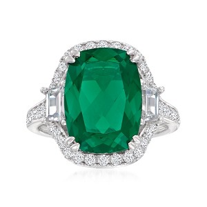 Ross-Simons 6.50 Carat Simulated Emerald Ring With 1.00 ct. t.w. Czs in Sterling Silver - 1 of 4