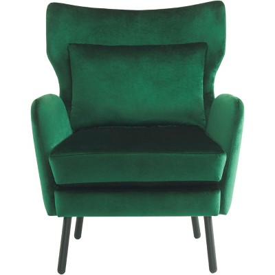 NicBex Velvet Accent Chair with Metal Legs and Pillow,Upholstered Living Room Chairs with Mid-Height Backrest,Accent Chairs for Living Room
