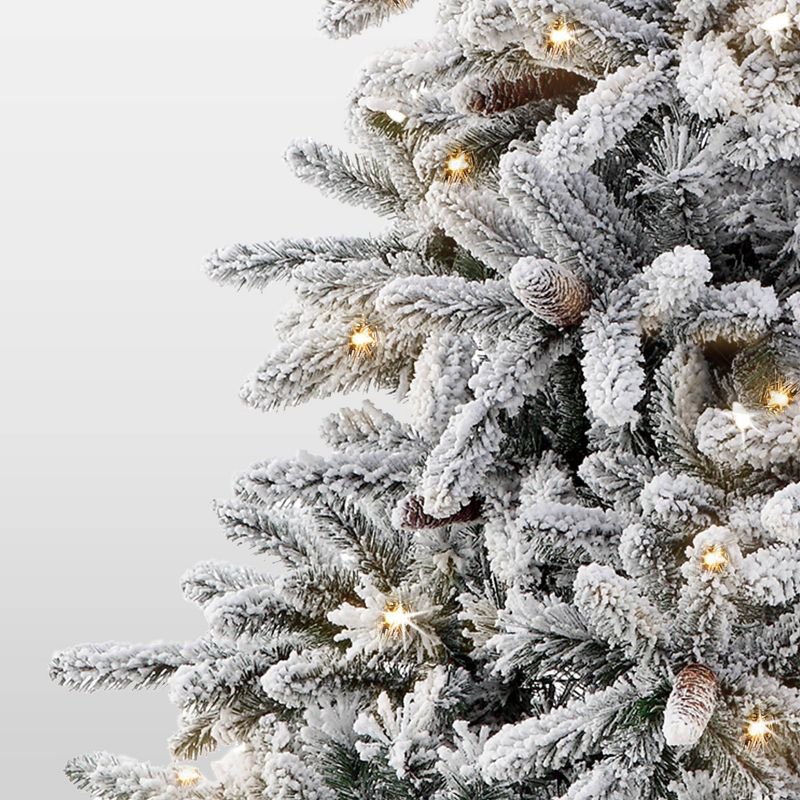6.5ft Pre-Lit Flocked Bradford Fir Artificial Christmas Tree - Puleo, 4 of 5