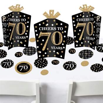 Big Dot of Happiness Adult 70th Birthday - Gold - Birthday Party Decor and Confetti - Terrific Table Centerpiece Kit - Set of 30