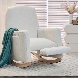 Nursery Rocking Chair with Adjustable Footrest,Teddy Fabric Modern Glider Recliner for Living Room or Bedroom-Baofuwish - 1 of 4