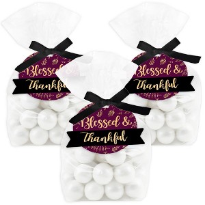 Big Dot of Happiness Elegant Thankful for Friends - Friendsgiving Thanksgiving Party Clear Goodie Favor Bags - Treat Bags With Tags - Set of 12 - 1 of 4
