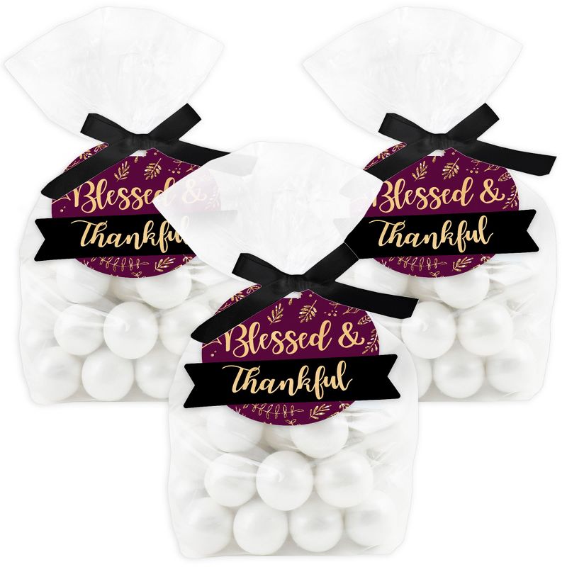 Big Dot of Happiness Elegant Thankful for Friends - Friendsgiving Thanksgiving Party Clear Goodie Favor Bags - Treat Bags With Tags - Set of 12, 1 of 9