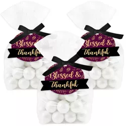 Big Dot of Happiness Elegant Thankful for Friends - Friendsgiving Thanksgiving Party Clear Goodie Favor Bags - Treat Bags With Tags - Set of 12