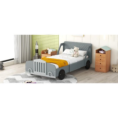 Vynxaria Twin Size Car-Shaped Platform Bed with Wheels - Stylish & Safe Design