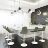 LeisureMod Tilbury Bar Stools with White Iron Base – Adjustable Height Counter Stools with Leather Seat, Swivel Function & Footrest Set of 2 - 3 of 4