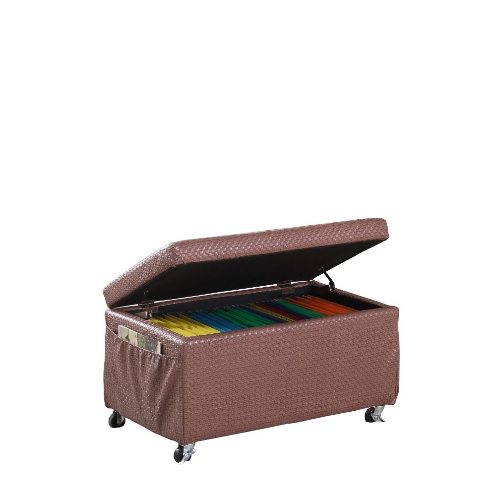 Photos - Pouffe / Bench Ore International Storage Bench with Caster Wheels/Side Pockets Brown