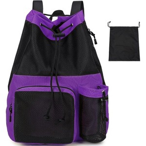 Mesh Drawstring Backpack with Shoe Bag, Durable String Sack with Handle for Gym, Beach, and Yoga Travel - 1 of 4
