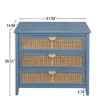 Lyngins American Style Rattan 3-Drawer Storage Cabinet, Natural Rattan Hollow Design Sideboard Cabinet, Solid Wood Veneer Buffet Cabinet,Non-Slip Pads - 3 of 4