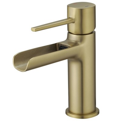 BWE Waterfall Single Handle Single Hole Bathroom Faucet Bathroom Drip-Free Lavatory RV Sink Faucet