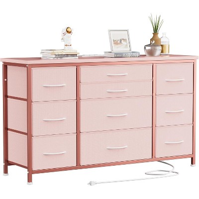 10-Drawer Dresser & TV Stand with Power Outlet, Bedroom Storage with Metal Frame for 55'' TV, Entryway, Closet
