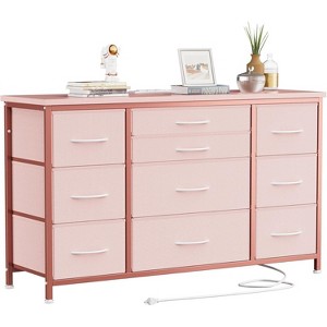 10-Drawer Dresser & TV Stand with Power Outlet, Bedroom Storage with Metal Frame for 55'' TV, Entryway, Closet - 1 of 4