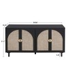 4-Door/2-Door Buffet Sideboard with Adjustable Shelves & Metal Handles, Stylish Rattan Storage Cabinet for Living Room or Study - ModernLuxe - 3 of 4