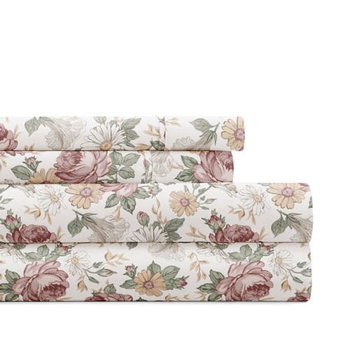 Target Threshold White Pastel Pink Rose popular Floral King Sheet Set