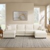 MYINDA 6-Seater U-Shaped Corduroy Sofa Set with USB Charging Port, Multi-Functional Storage Armrests for Living Room,Beige - 3 of 4