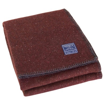 Twin Utility Solid Bed Blanket Burgundy - Faribault Woolen Mill