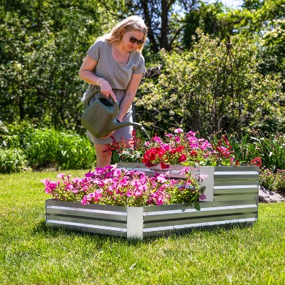 Silver 2-Tier Galvanized Steel Raised Garden Bed