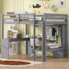 CAVINAS Twin Size Loft Bed Wooden Bed Frame with L-Shaped Desk, Shelves, Wardrobe and Ladder for Bedroom - 2 of 4